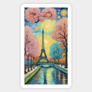 Parisian Nightscape: Van Gogh's Eiffel Reverie Magnet